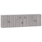 vidaXL Aparadores 3 piezas madera contrachapada gris Sonoma vidaXL Aparadores 3 piezas madera contrachapada gris Sonoma