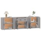 vidaXL Aparadores 3 piezas madera contrachapada gris Sonoma vidaXL Aparadores 3 piezas madera contrachapada gris Sonoma