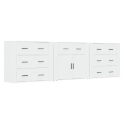 vidaXL Aparadores 3 piezas madera contrachapada blanco