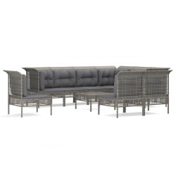 vidaXL Set de muebles de jardín 10 pzas y cojines ratán sintético gris