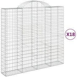 vidaXL Cestas gaviones 18 uds forma de arco hierro 200x50x180/200 cm
