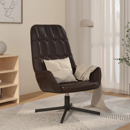 vidaXL Sillón de relax de cuero sintético marrón brillante