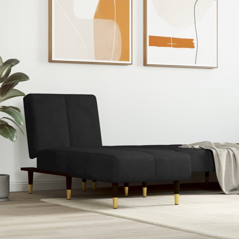 vidaXL Sofá diván de terciopelo negro vidaXL Sofá diván de terciopelo negro