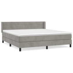vidaXL Cama box spring con colchón terciopelo gris claro 160x200 cm