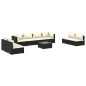 vidaXL Set de muebles de jardín 9 pzas cojines ratán sintético negro