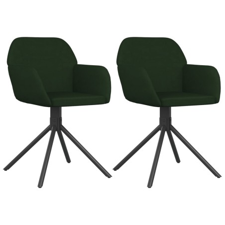 vidaXL Sillas de comedor giratorias 2 unidades terciopelo verde oscuro