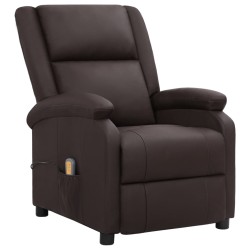 vidaXL Sillón de masaje eléctrico cuero auténtico marrón