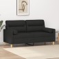 vidaXL Sofá de 2 plazas con cojines tela negro 140 cm vidaXL Sofá de 2 plazas con cojines tela negro 140 cm
