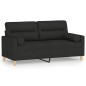 vidaXL Sofá de 2 plazas con cojines tela negro 140 cm vidaXL Sofá de 2 plazas con cojines tela negro 140 cm