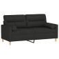 vidaXL Sofá de 2 plazas con cojines tela negro 140 cm vidaXL Sofá de 2 plazas con cojines tela negro 140 cm