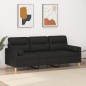 vidaXL Sofá de 3 plazas con cojines tela negro 180 cm vidaXL Sofá de 3 plazas con cojines tela negro 180 cm