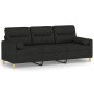 vidaXL Sofá de 3 plazas con cojines tela negro 180 cm vidaXL Sofá de 3 plazas con cojines tela negro 180 cm