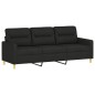 vidaXL Sofá de 3 plazas con cojines tela negro 180 cm vidaXL Sofá de 3 plazas con cojines tela negro 180 cm