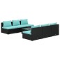 vidaXL Set de muebles de jardín y cojines 7 pzas ratán sintético negro vidaXL Set de muebles de jardín y cojines 7 pzas ratán sintético negro