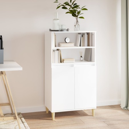 vidaXL Aparador alto madera contrachapada blanco 60x36x110 cm