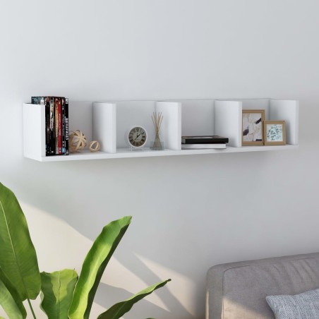 vidaXL Estante de pared para CD contrachapada blanco 100x18x18 cm