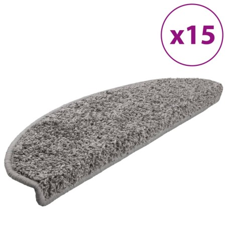 vidaXL Alfombras de peldaños de escalera 15 uds gris 65x21x4 cm