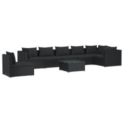 vidaXL Set de muebles de jardín 8 pzas y cojines ratán sintético negro