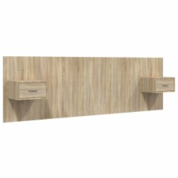 vidaXL Cabecero de cama con mesitas madera contrachapada roble Sonoma