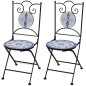 vidaXL Sillas de jardín bistró plegables 2 uds cerámica azul y blanco vidaXL Sillas de jardín bistró plegables 2 uds cerámica azul y blanco