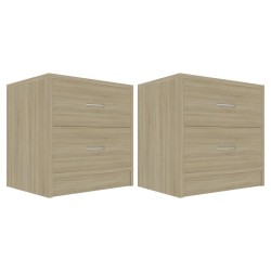 vidaXL Mesitas de noche 2 uds contrachapado color roble 40x30x40 cm