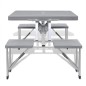 Set plegable camping 1 mesa 4 taburetes aluminio gris claro Set plegable camping 1 mesa 4 taburetes aluminio gris claro