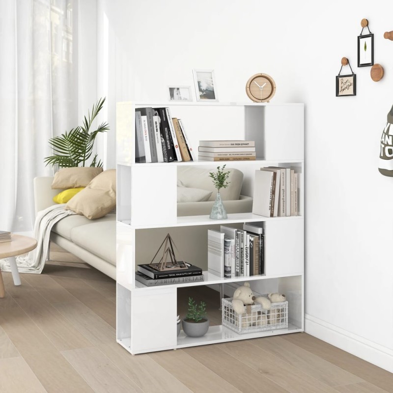 vidaXL Estantería/divisor de espacios blanco brillo 100x24x124 cm vidaXL Estantería/divisor de espacios blanco brillo 100x24x124 cm