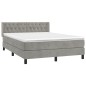 vidaXL Cama box spring con colchón terciopelo gris claro 140x200 cm vidaXL Cama box spring con colchón terciopelo gris claro 140x200 cm