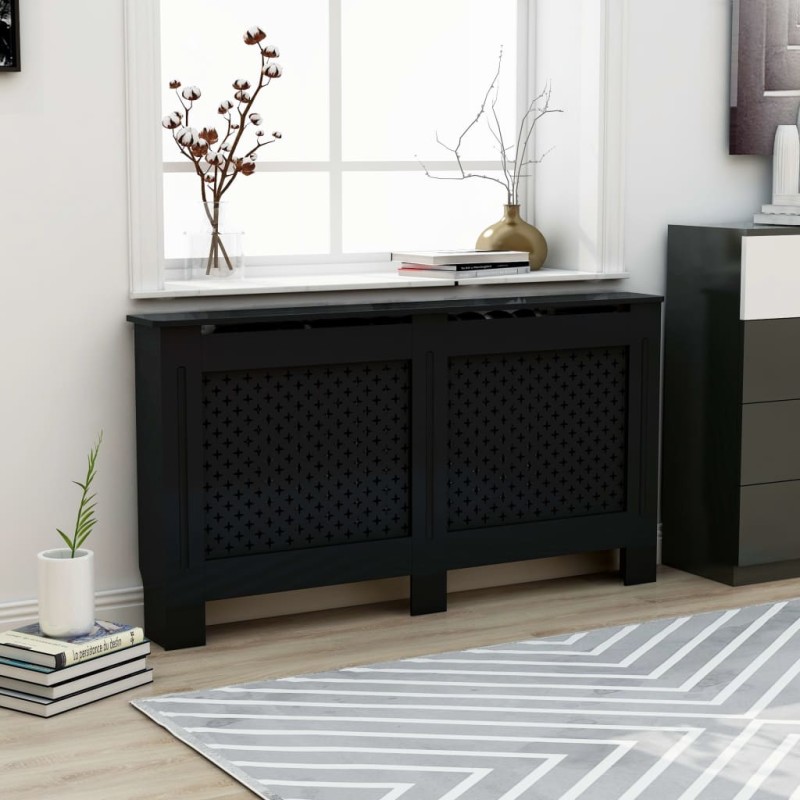 vidaXL Cubierta para radiador MDF negro 152x19x81,5 cm vidaXL Cubierta para radiador MDF negro 152x19x81,5 cm