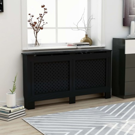 vidaXL Cubierta para radiador MDF negro 152x19x81,5 cm