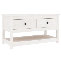 vidaXL Mesa de centro de madera maciza de pino blanca 102x49x55 cm