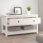 vidaXL Mesa de centro de madera maciza de pino blanca 102x49x55 cm vidaXL Mesa de centro de madera maciza de pino blanca 102x49x55 cm