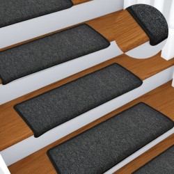 vidaXL Alfombras de peldaños de escalera 15 uds antracita 65x21x4 cm