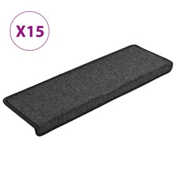 vidaXL Alfombras de peldaños de escalera 15 uds antracita 65x21x4 cm