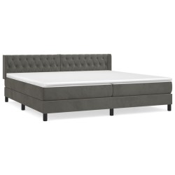 vidaXL Cama box spring con colchón terciopelo gris oscuro 200x200 cm