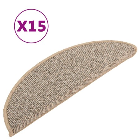 vidaXL Alfombras de peldaños de escalera 15 uds marrón 56x17x3 cm