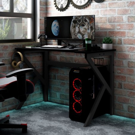 vidaXL Escritorio gaming con patas en forma de K negro 90x60x75 cm