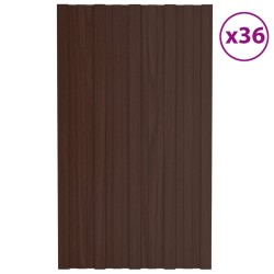 vidaXL Panel para tejado acero galvanizado marrón 36 unidades 80x45 cm