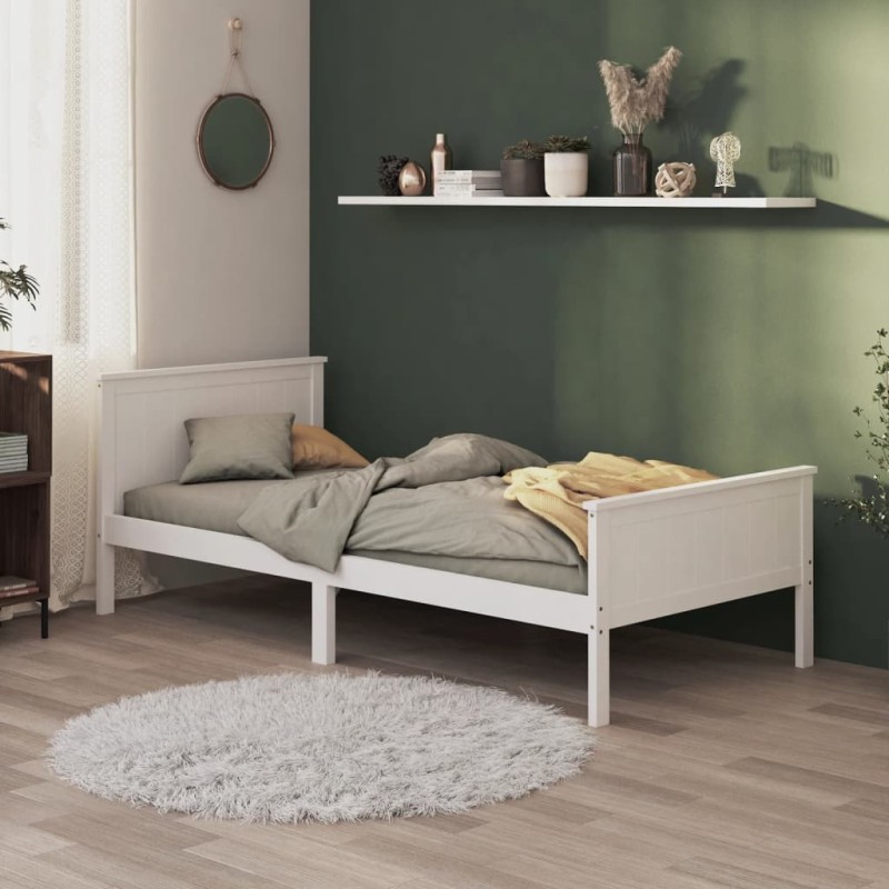 vidaXL Estructura de cama madera maciza de pino blanco 90x200 cm vidaXL Estructura de cama madera maciza de pino blanco 90x200 cm