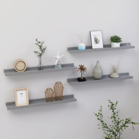 vidaXL Estantes de pared 4 unidades gris 60x9x3 cm