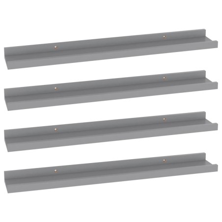 vidaXL Estantes de pared 4 unidades gris 60x9x3 cm