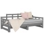 vidaXL Sofá cama extraíble madera maciza de pino gris 2x(90x190) cm