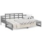 vidaXL Sofá cama extraíble madera maciza de pino gris 2x(90x190) cm