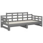 vidaXL Sofá cama extraíble madera maciza de pino gris 2x(90x190) cm