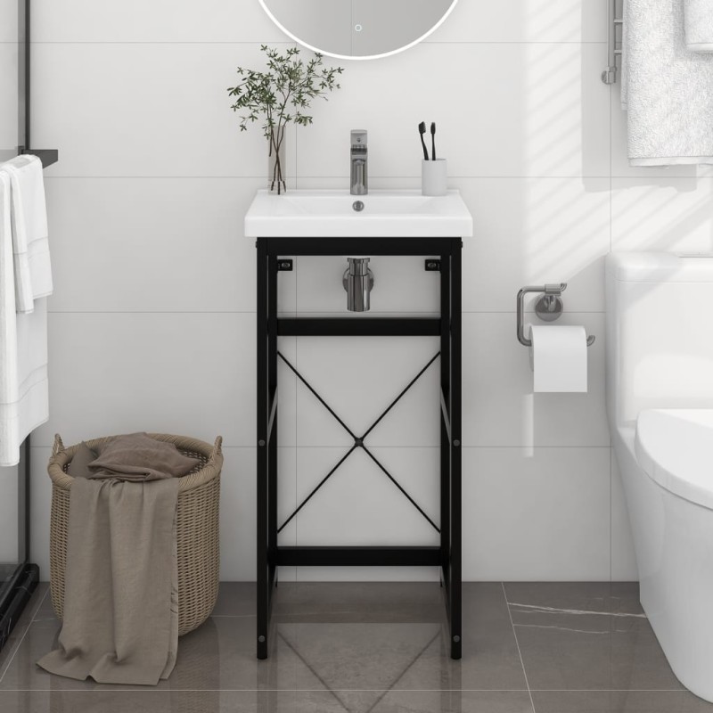 vidaXL Estructura de lavabo de hierro negro 40x38x83 cm vidaXL Estructura de lavabo de hierro negro 40x38x83 cm