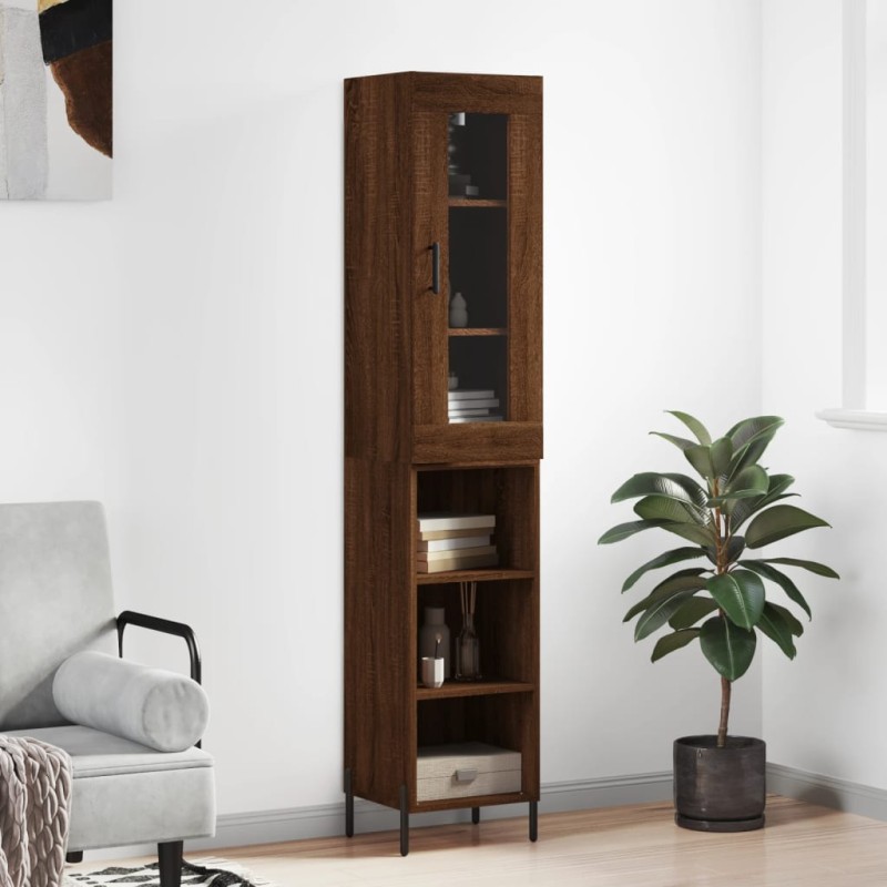 vidaXL Aparador alto madera contrachapada roble marrón 34,5x34x180 cm vidaXL Aparador alto madera contrachapada roble marrón 34,5x34x180 cm
