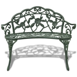 vidaXL Banco de jardín de aluminio fundido verde 100 cm