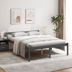 vidaXL Cama para personas mayores madera maciza pino gris 160x200 cm