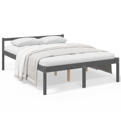 vidaXL Cama para personas mayores madera maciza pino gris 160x200 cm