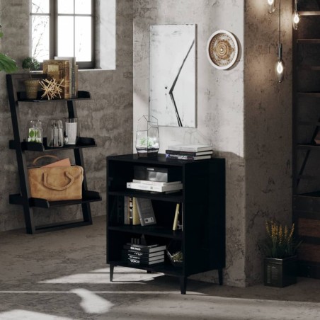 vidaXL Aparador de madera contrachapada negro brillante 57x35x70 cm